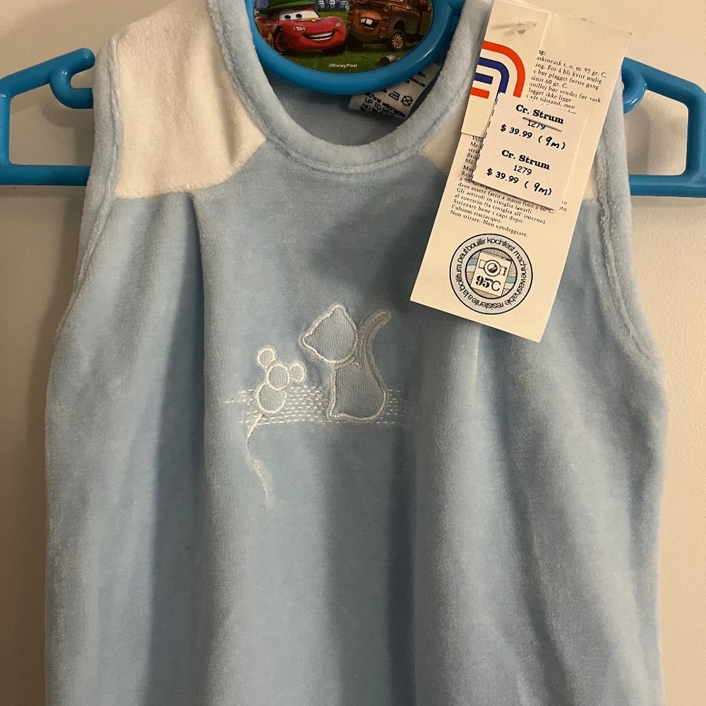 Light Blue European Baby Footed Romper Made in Austria